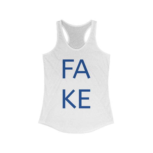 Stylish Women's Racerback Tank - 'FAKE' Statement Top for Casual Wear