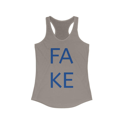 Stylish Women's Racerback Tank - 'FAKE' Statement Top for Casual Wear