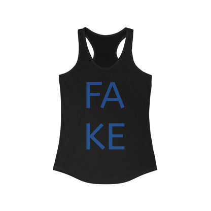 Stylish Women's Racerback Tank - 'FAKE' Statement Top for Casual Wear