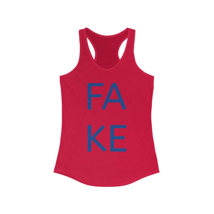 Stylish Women's Racerback Tank - 'FAKE' Statement Top for Casual Wear